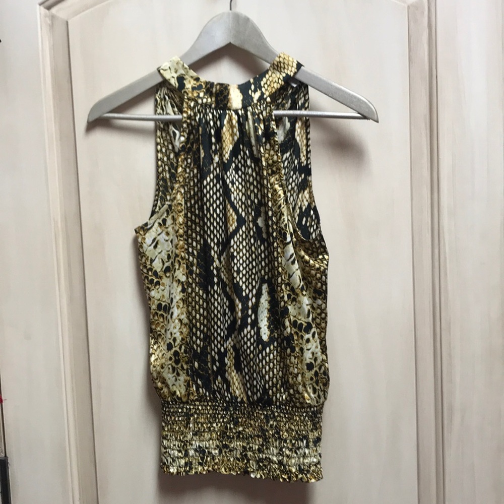 Cache yellow snake skin halter top